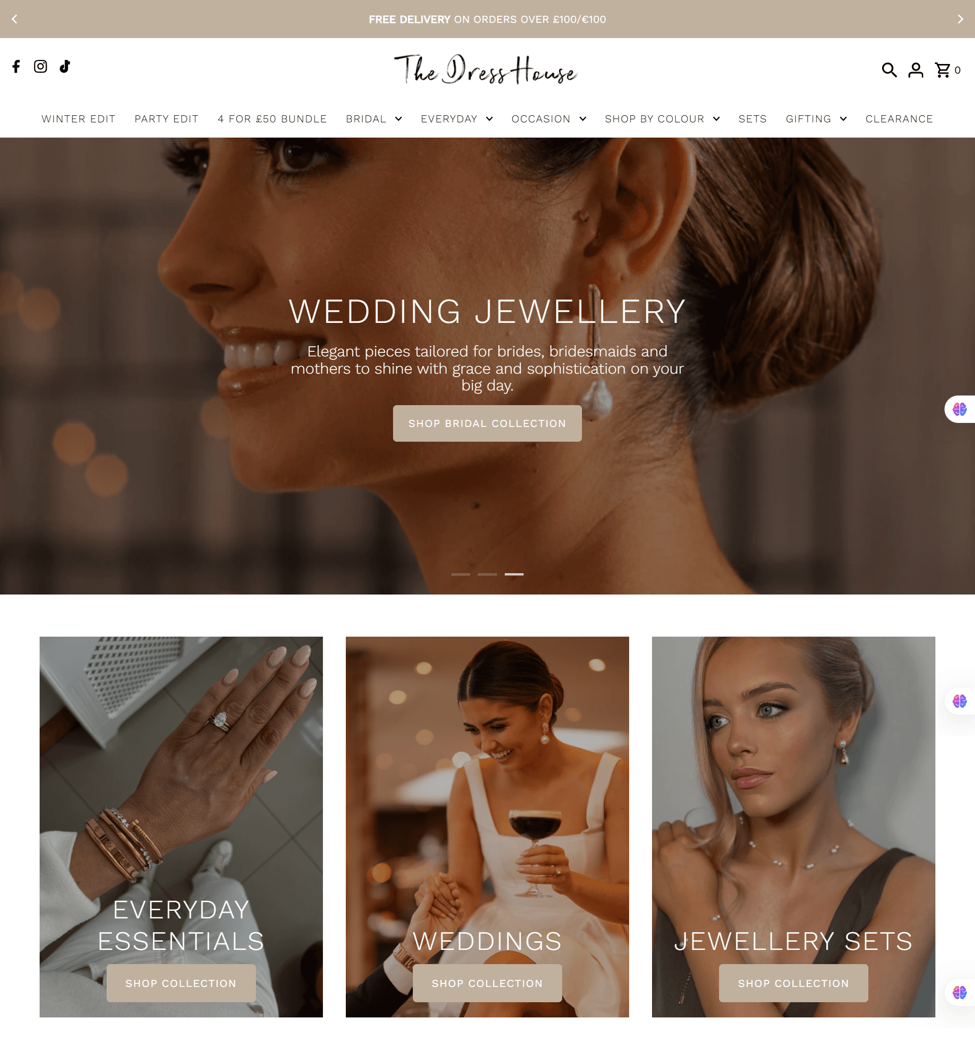 The Dress House Shopify store homepage showcasing women's fashion products